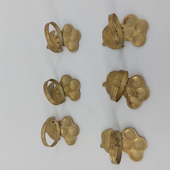 Cherry Leaf Napkin Rings Gold Tone Set of 6 Dining Home Thanksgiving - Picture 5 of 8